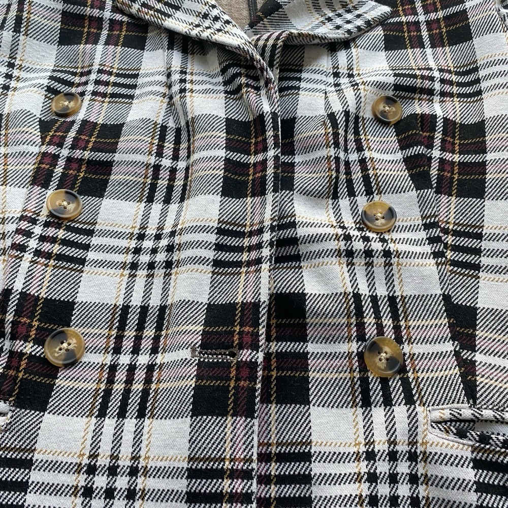 Altar'd State Double Breasted Blazer Brown Plaid Jacket Preppy Coquette Size Med - Picture 4 of 9